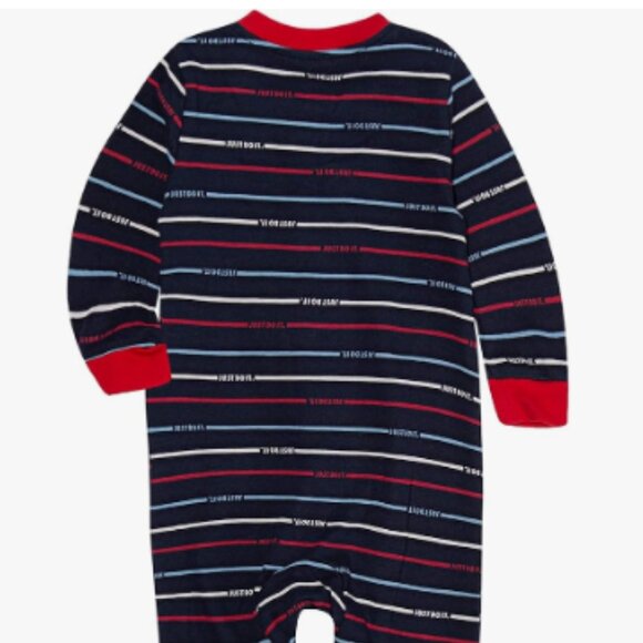 Nike Baby Boys Striped Long Sleeve Onesie with Full Zip & "Just Do It" 9 Mos - Picture 2 of 12